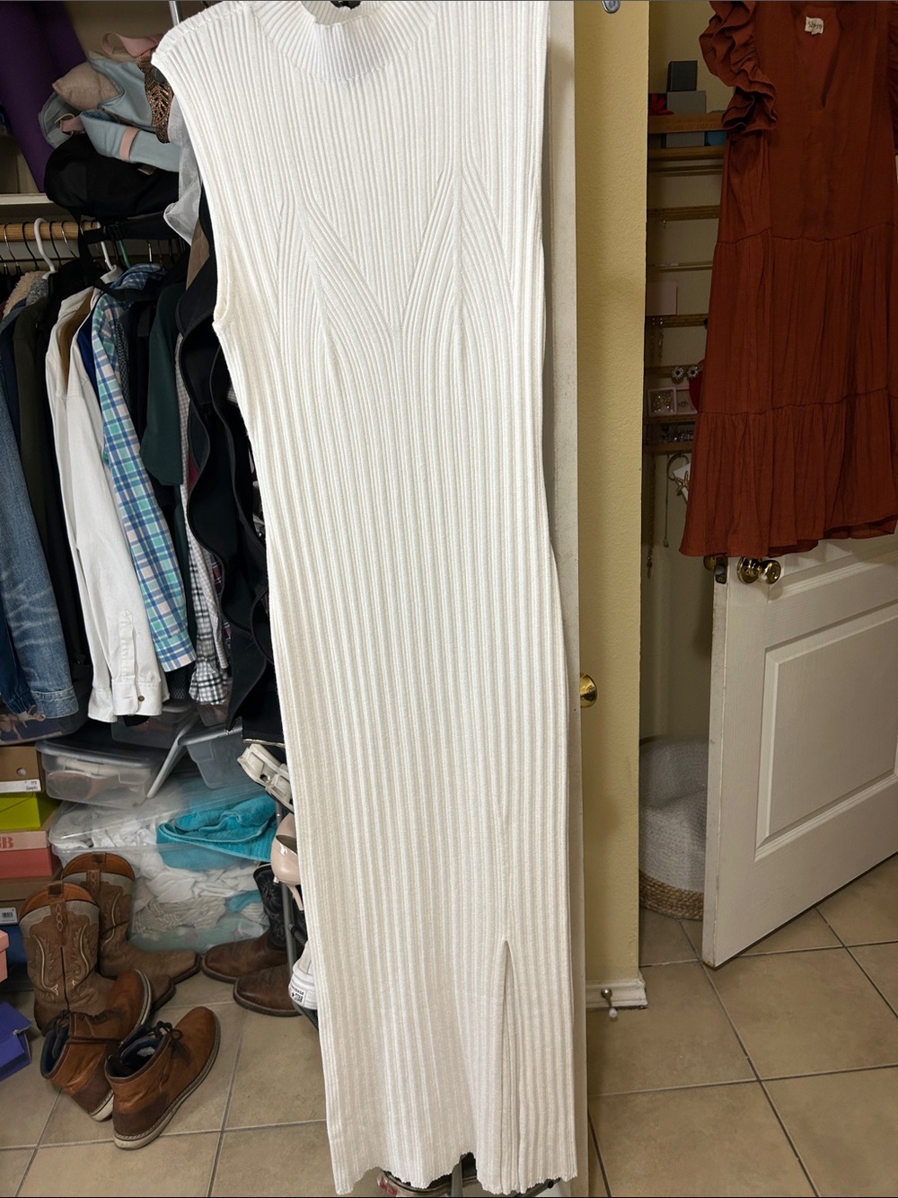 Forever 21 White Ribbed Sleeveless Maxi Jumpsuit Romper